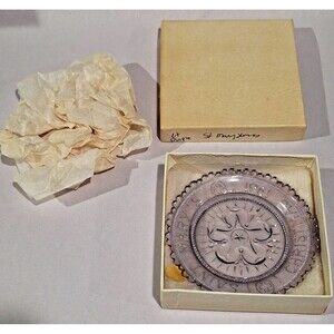 Pairpoint Glass Cup Plate Saint Marys Christmas 1981 Mystical Rose Amethyst Box